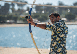 Archery Competition at Edwards Lifesciences' Luxury Luau Themed Staff Picnic in Orange County