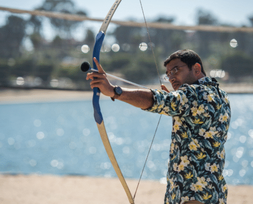 Archery Competition at Edwards Lifesciences' Luxury Luau Themed Staff Picnic in Orange County