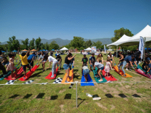 Guests Playing The Magic Carpet Ride Field Game at San Bernardino County's Employee Appreciation Picnic in Glen Helen Regional Park